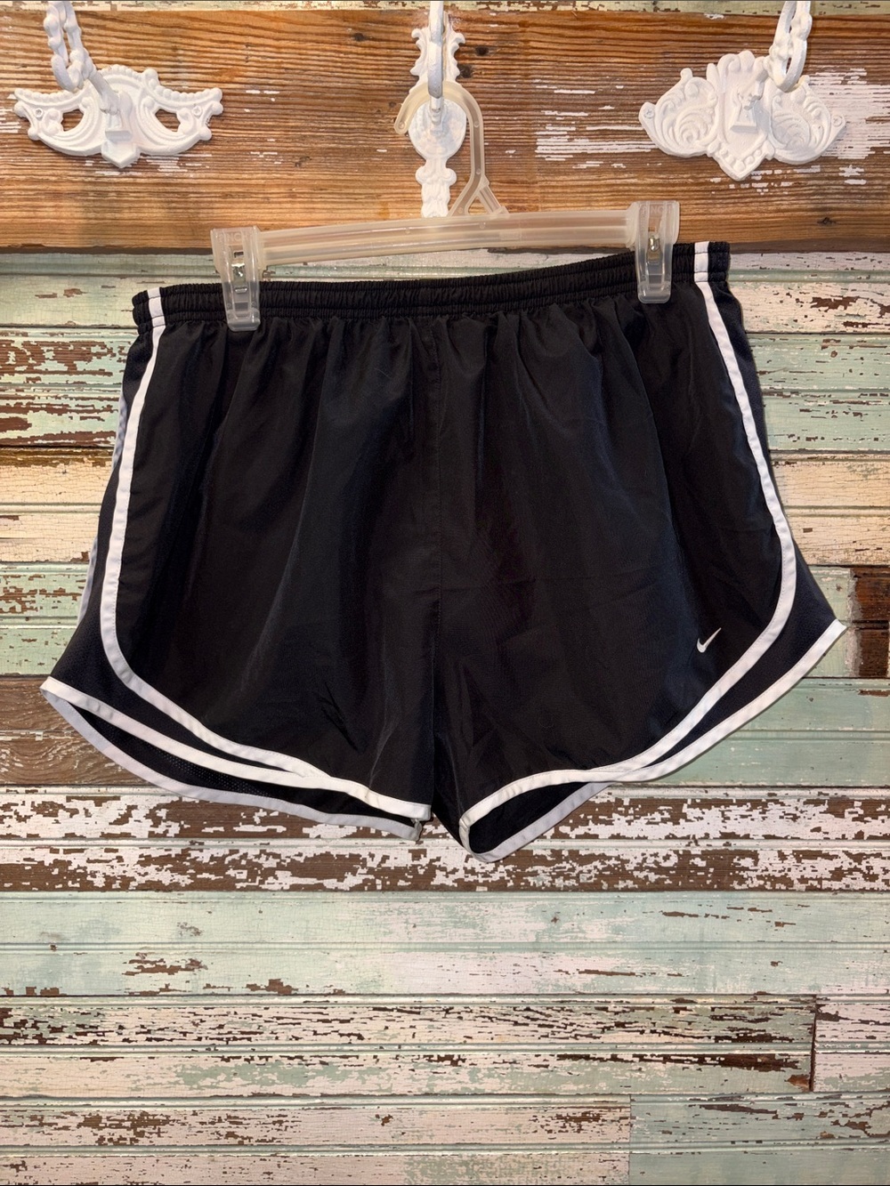 Nike Women's Black Athletic Shorts with White Piping